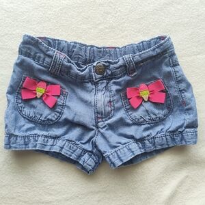 Gymboree Adjustable Waist Chambray Ice Cream Bows Shorts Size 3T 100% Cotton